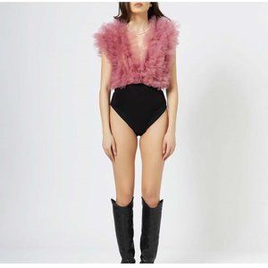 Lia Aram Signature Rose Ruffled Tulle Bodysuit